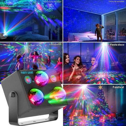 Miniatura 2 de Luces de fiesta, luz estroboscópica DJ de discoteca, proyector de bola de discoteca para escenario, efecto de rave, luz para clubes de baile, sonido