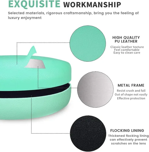 Miniatura 4 de molshine Funda rígida para gafas de sol, funda clásica grande para lentes de sol, lentes con paño de limpieza, bolsa