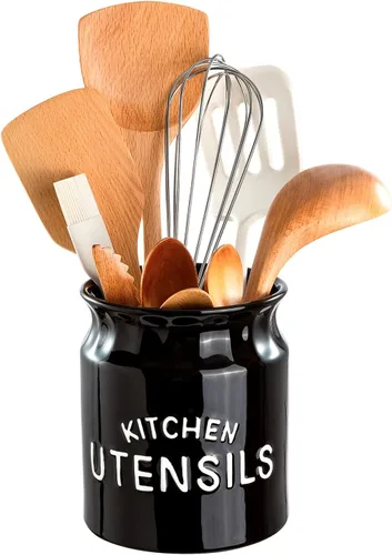 Miniatura 6 de Soporte para utensilios de cocina, de cerámica, para encimera, 6.5 pulgadas, grande, para encimera de cocina, color negro