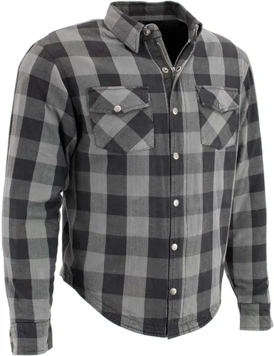 Milwaukee Leather MPM1630 Camisa de motociclista de franela a cuadros para hombre con armadura CE - Reforzada con fibras de aramida