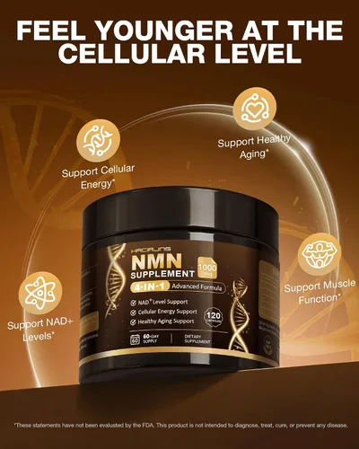 Miniatura 3 de Suplemento NMN 4 en 1 liposomal NMN 1000mg con resveratrol, TMG y quercetina, apoya la energía celular y el nivel de NAD+, alternativa NMNH