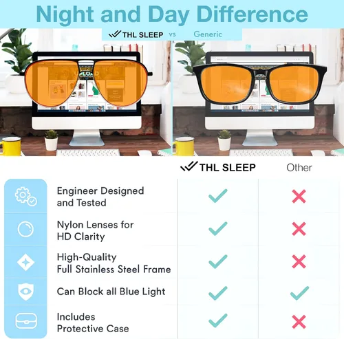 Miniatura 7 de Lentes de bloqueo de luz azul aviador naranja para un mejor sueño, 97% metal de alta calidad, lentes clásicos de aviador para migraña para mujeres