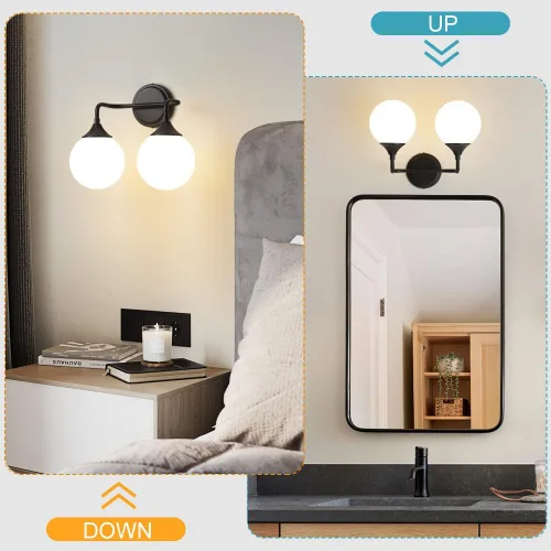 Miniatura 5 de Accesorios de Iluminación para Baño Negros, Iluminación Moderna de Tocador Sobre Espejo, Aplique de Pared Negro Mate Moderno de Mediados de Siglo