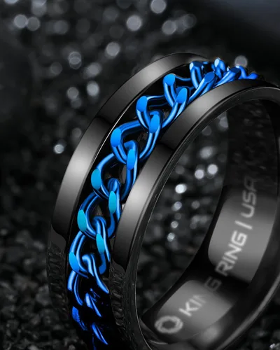 Miniatura 19 de King Ring 8mm Spinner Ring – Fidget Ring for Men & Women – Designed in USA