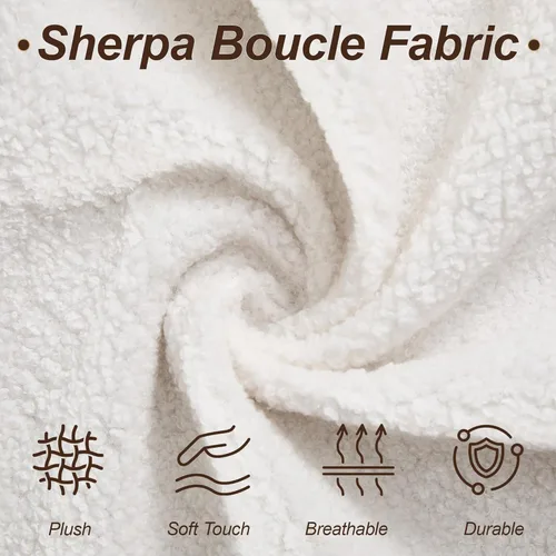 Miniatura 3 de Sofá Sherpa Boucle Moderno Tipo Nube de 3 Plazas de 87", Sofá con Patas de Madera Maciza, Asiento Extra Profundo de 25", Cómodo Sofá Tapizado