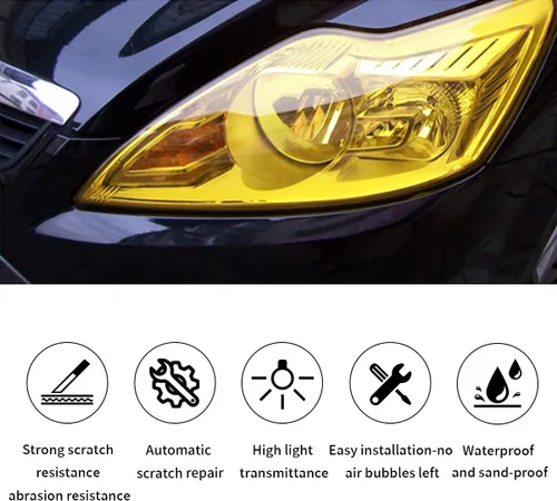 Miniatura 7 de Película de tinte autoadhesiva para luces de automóvil de 11.88×48 pulgadas, película de tinte para luz de freno, faro, luz trasera, luz antiniebla