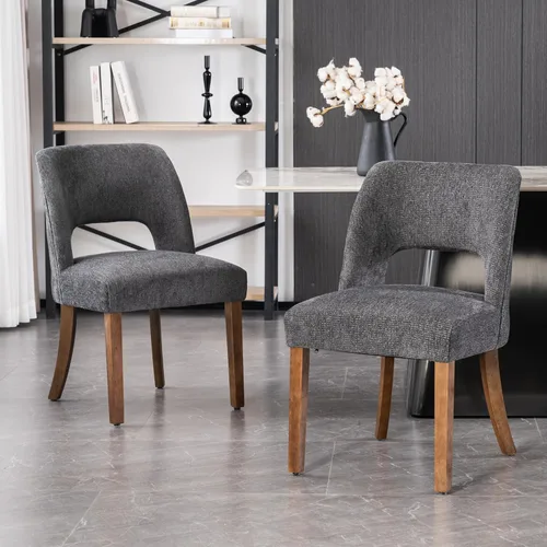 Miniatura 36 de VKNOW Juego de 2 sillas de comedor de madera, silla de comedor tapizada en tela moderna, silla de cocina, silla de cena de granja para cocina y Verde