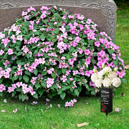 Miniatura 5 de Geosar Jarrones de Cementerio para Mamá de Metal para Tumba, Jarrón de Flores para Cementerio, Soporte de Flores Conmemorativo con Pico