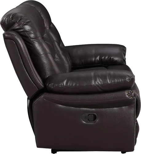 Miniatura 4 de Blackjack Furniture Andrews - Sofá reclinable de cuero tapizado con cabeza de clavos tradicional tapizada con tapizado y ribeteado, sofá biplaza