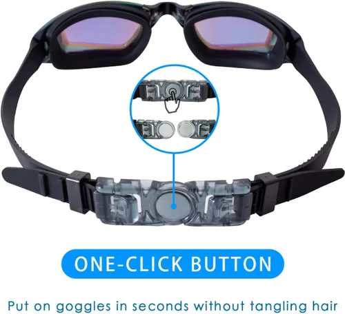 Miniatura 5 de Keary Paquete de 2 gafas de natación antivaho para adultos, jóvenes y niños mayores de 6 años, gafas de triatlón impermeables contra los rayos UV
