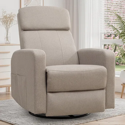 Miniatura 17 de Korser Sillas reclinables eléctricas giratorias para adultos, mecedora eléctrica para guardería, silla reclinable con bolsillo lateral clasificado