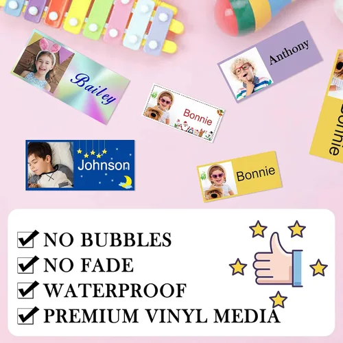 Miniatura 4 de 78 etiquetas personalizadas para niños con fotos impermeables, etiquetas de nombre personalizadas para suministros escolares, guardería, botellas
