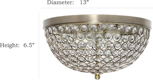Miniatura 3 de Diseños elegantes FM1000-ABS Lámpara de techo de cristal en forma de elipse de 13 pulgadas moderna de metal con 2 luces en forma de cuenco