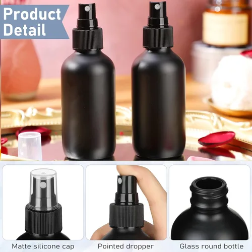 Miniatura 4 de Yungyan 100 mini botellas de vidrio de 4 onzas, botellas vacías pequeñas de aceite esencial, niebla fina con 3 embudos, 5 cepillos de limpieza