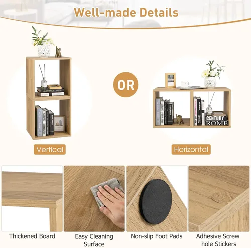 Miniatura 6 de Giantex Organizador de estantería de 2 cubos, estantería abierta de 2 niveles de 15 pulgadas de alto con dispositivo anti-caída, organizador