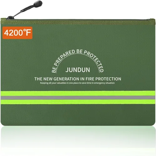 Miniatura 10 de JUNDUN Bolsa de dinero ignífuga, 10.6 x 6.7 pulgadas, impermeable e ignífuga con cierre de cremallera, bolsa de almacenamiento segura ignífuga