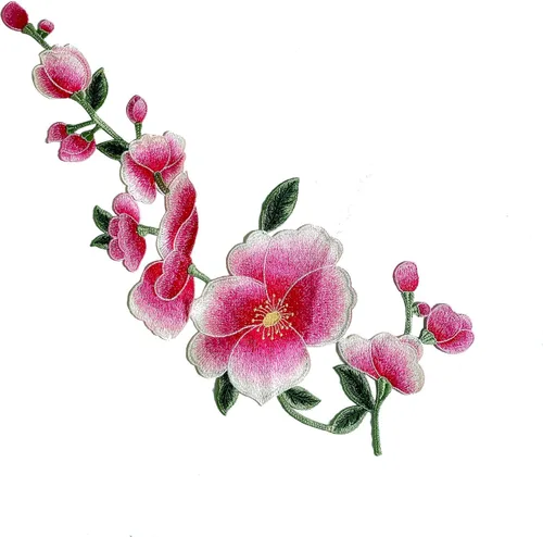 Miniatura 13 de Parches florales bordados para coser en ropa, chaquetas, sombreros, decoración de bricolaje (orquídea rosa)