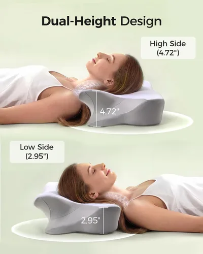 Miniatura 6 de Almohada cervical de espuma viscoelástica para aliviar el dolor de cuello, almohada ergonómica de contorno para dormir de lado, espalda y estómago