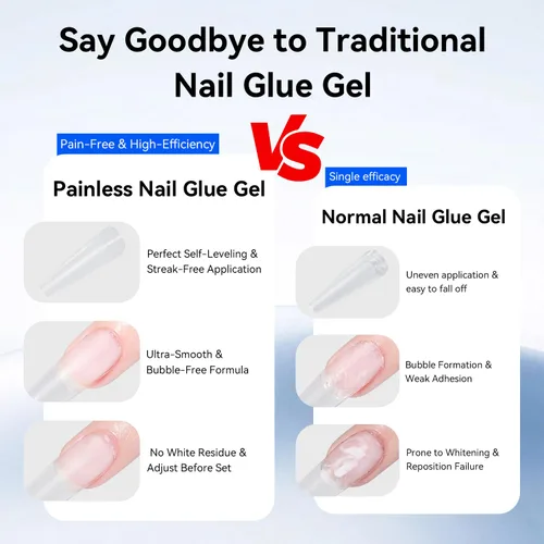 Miniatura 3 de JODSONE Gel de pegamento de uñas 4 en 1 de 0.5 onzas líquidas para puntas de uñas, pegamento de extensión de larga duración para puntas de uñas