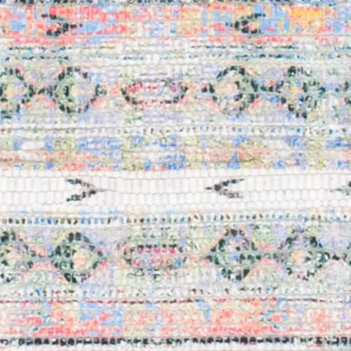 Miniatura 4 de SAFAVIEH Saffron Collection - Alfombra de pasillo de 2 pies 3 pulgadas x 8 pies, color crema y azul, hecha a mano de algodón envejecido, ideal