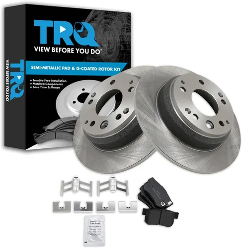 Miniatura 130 de TRQ Juego de pastillas de freno semimetálicas traseras y rotores compatibles con Chevrolet Trailblazer 02-06 Trailblazer EXT 04-06 SSR 02-07 GMC