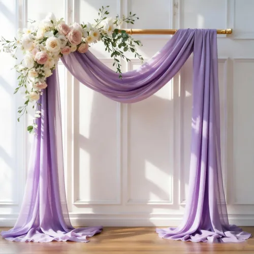 Miniatura 18 de Tela drapeada para arco de boda de 28 x 19 pies, telón de fondo de tela de gasa transparente, 1 panel de cortinas de rosa polvorienta para Cortina
