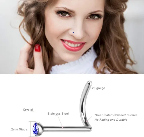 Miniatura 2 de Sumdirect Rhinestone acero inoxidable nariz anillo cuerpo joyería, SYNCHKG067468, Multicolor, 1