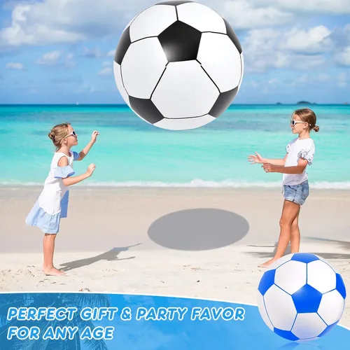 Miniatura 4 de Lewtemi 2 pelotas de fútbol inflables gigantes de 40 pulgadas, globos de playa grandes y enormes globos de fútbol, deporte, fiesta de cumpleaños