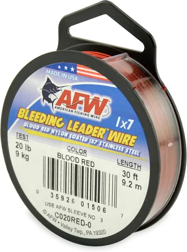 Miniatura 6 de Alambre de pesca americano líder sangrante rojo sangre nylon recubierto 1x7 alambre líder de acero inoxidable