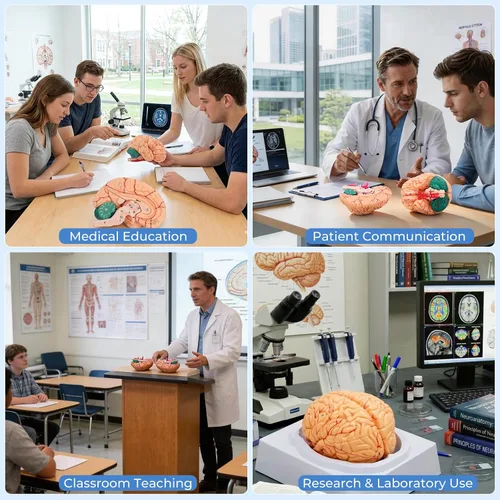 Miniatura 5 de Modelo de anatomía del cerebro humano, modelo cerebral de tamaño natural de 8 partes con estructura magnética desmontable, numeradas 32 estructuras