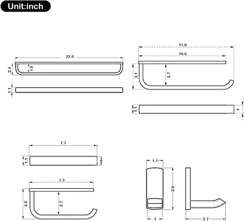 Miniatura 6 de WINCASE Accesorios de baño de bronce, juego de barra de toalla aceitada de 24 pulgadas, hardware de 4 piezas ORB toallero portarrollos de papel