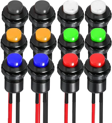 Miniatura 8 de Gebildet 24 interruptores de botón con pestillo de 0.472 pulgadas SPST ON/OFF AC 250V/1.5A 125V/3A, mini interruptor basculante redondo