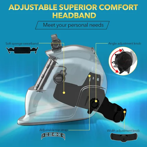 Miniatura 6 de TRQWH Casco de Soldadura con Luz de Color Verdadero Oscurecimiento Automático Cascos de Soldadura para Hombres Alimentado por Energía Solar Capucha