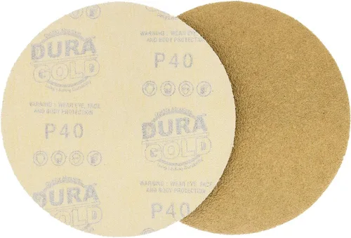 Miniatura 4 de Dura-Gold Discos de papel de lija dorados de grano 40 de 6 pulgadas, sin polvo, sin polvo, caja de 25, respaldo de gancho y bucle para lijadora DA