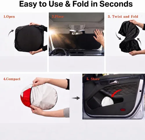 Miniatura 6 de Parasol para parabrisas de automóvil, parasol de ojos enojados rojos para parabrisas de automóvil, universal, compatible con sedán, SUV, hatchback