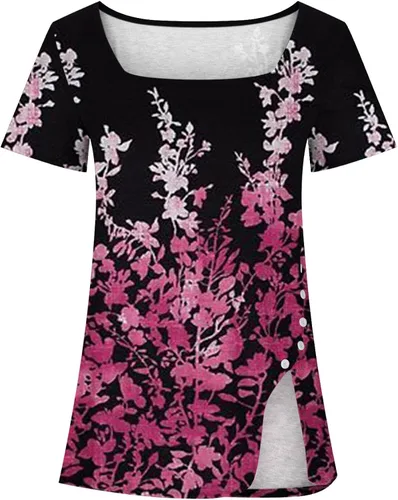 Miniatura 4 de Blouses for Women Fashion 2023 Funny Short Sleeve Shirts Womens Tops Dressy Casual Square Neck Summer Womens Clothes