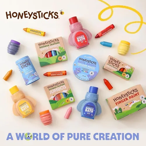 Miniatura 8 de Honeysticks - Ceras de cera de abejas 100 % pura (12 unidades) - Ceras no tóxicas para niños pequeños de 1 a 3 años, seguras para bebés a partir