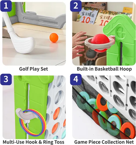 Miniatura 7 de UNICOO Juego gigante 4 en una fila con bolsa de transporte, aro de baloncesto, juego de lanzamiento de anillo, juego de 4 a puntuación Juego
