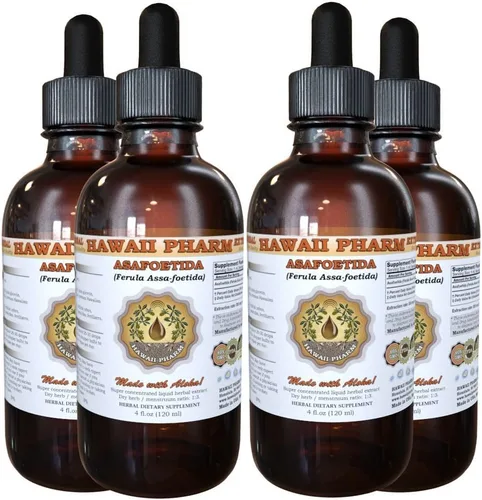 Hawaii Pharm Extracto líquido de Asafoetida, Asafoetida (Ferula Assa-foetida) Tintura en polvo Suplemento herbario 4x4 oz