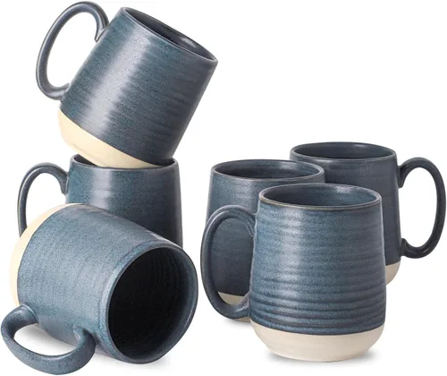 Miniatura 10 de Juego de tazas de café de cerámica grandes - 15 oz tazas de café con mango de porcelana, juego de 4 con mango, perfectas para capuchino, té, moca