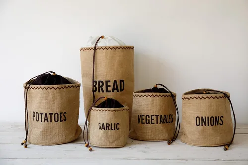 Miniatura 3 de Natural Elements KitchenCraft Bolsa de almacenamiento de ajo ecológico con cordón, yute / 100% algodón