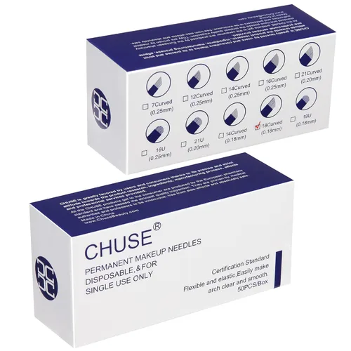Miniatura 6 de CHUSE 18 50 piezas curvadas 0.007 in Nano Mircoblading aguja permanente maquillaje manual ceja tatuaje aguja