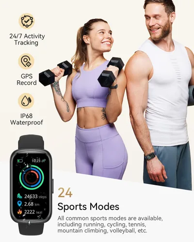 Miniatura 3 de Rastreador de salud y fitness, relojes de fitness para hombresmujeres con frecuencia cardíaca, oxígeno en sangre, monitor de sueño, reloj