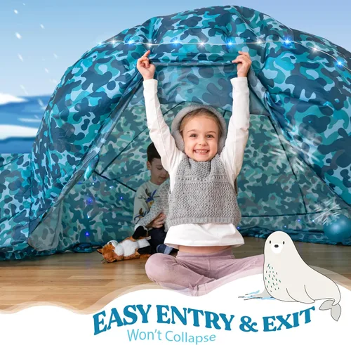 Miniatura 3 de W&O Aerodome Arctic Camo con luces LED y sonido, se infla en segundos para niños de 3 a 12 años (ventilador no incluido)
