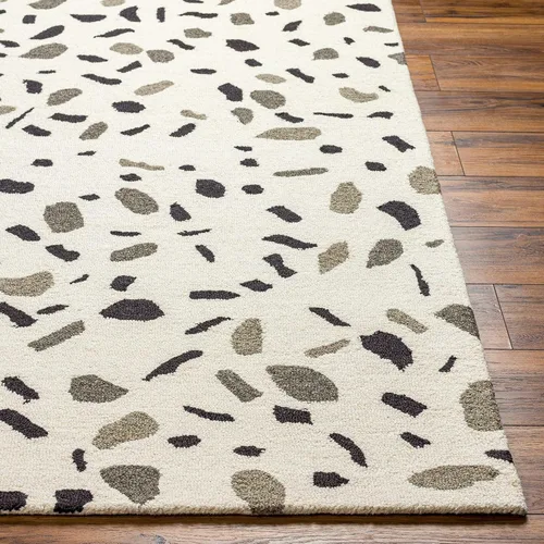 Miniatura 4 de Hauteloom Sala - Alfombra de lana para sala de estar, dormitorio, rosa, negro, gris, 2 x 3 pies