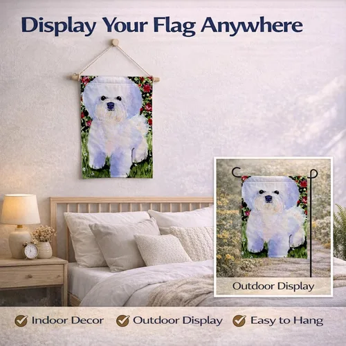 Miniatura 6 de Caroline's Treasures SS8914GF Bandera de Bichon Frise para jardín, bandera decorativa para patio exterior, obras de arte de patio, macizos de Bichon
