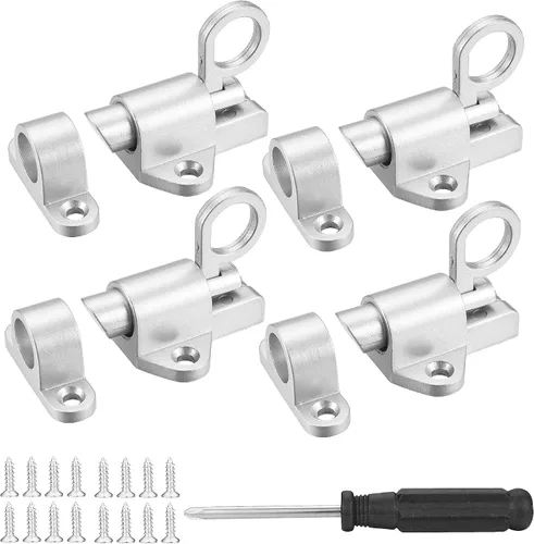Miniatura 10 de 4 pestillos de cierre automático, pestillo de puerta de resorte para valla de madera, pestillos automáticos de puerta resistentes de seguridad, Negro