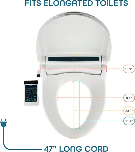 Miniatura 8 de BidetMate Accesorio de bidé térmico serie 2000 para inodoro con agua calentada ilimitada, control remoto inalámbrico, desodorante y secadora de aire