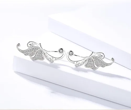 Miniatura 2 de Ear Crawler, Mariafashion Cuff Earrings Sterling Silver Ear Climber Butterfly Diamond Zircon Stud Earrings (butterfly ear cuff)