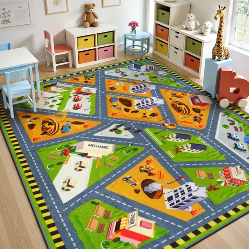 Miniatura 18 de STARUIA Alfombra de juego para niños, 60 x 32 pulgadas, ultra antideslizante, alfombra educativa para niños, alfombra de coche lavable